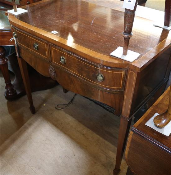 Georgian-style inlaid mahogany bow-fronted small sideboard